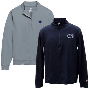 light weight light blue and navy 1/4 zips with Penn State Athletic Logo on left chests